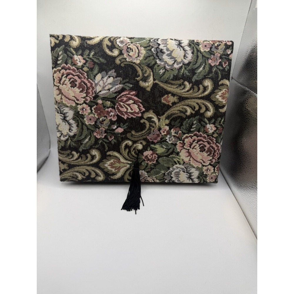 Floral Tapestry Covered Hinged Storage Box